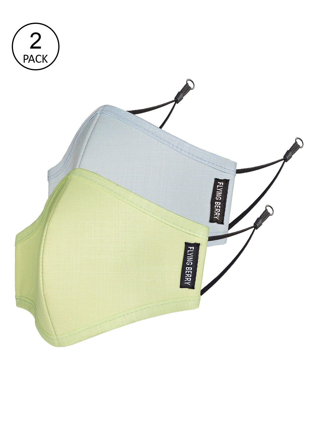 

FLYING BERRY Unisex Pack Of 2 Solid 3-Ply Reusable Anti Pollution Linen N95 Masks, Green