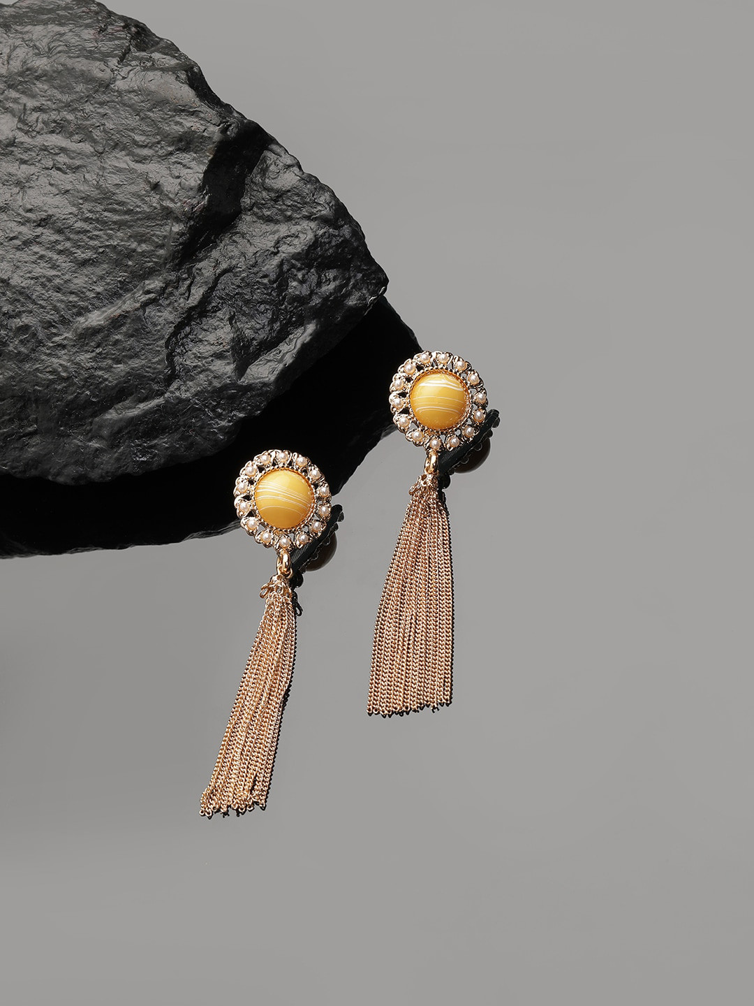 

Accessorize Gold-Plated & Yellow Circular Drop Earrings