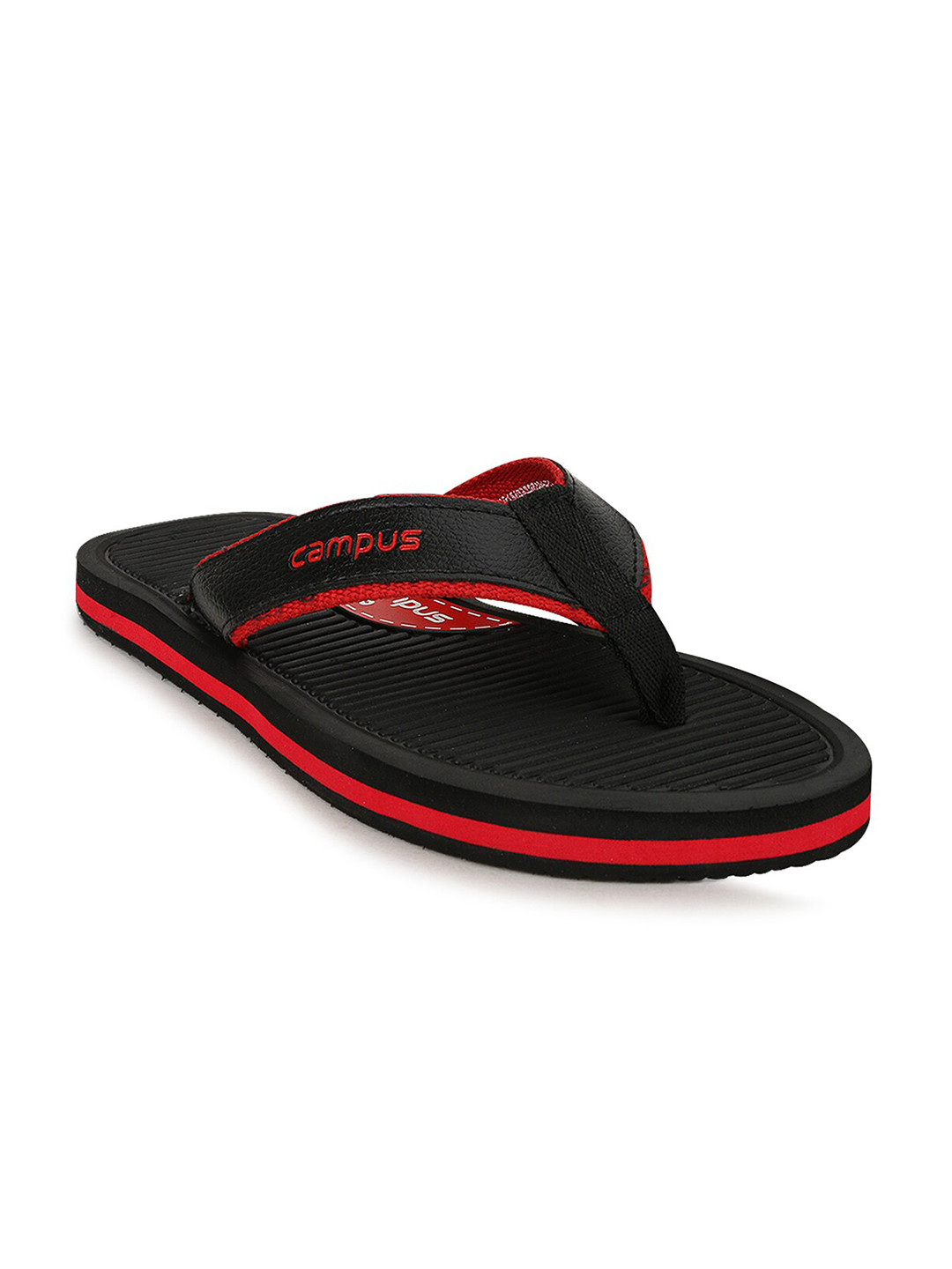 

Campus Men Black & Red Printed Thong Flip-Flops