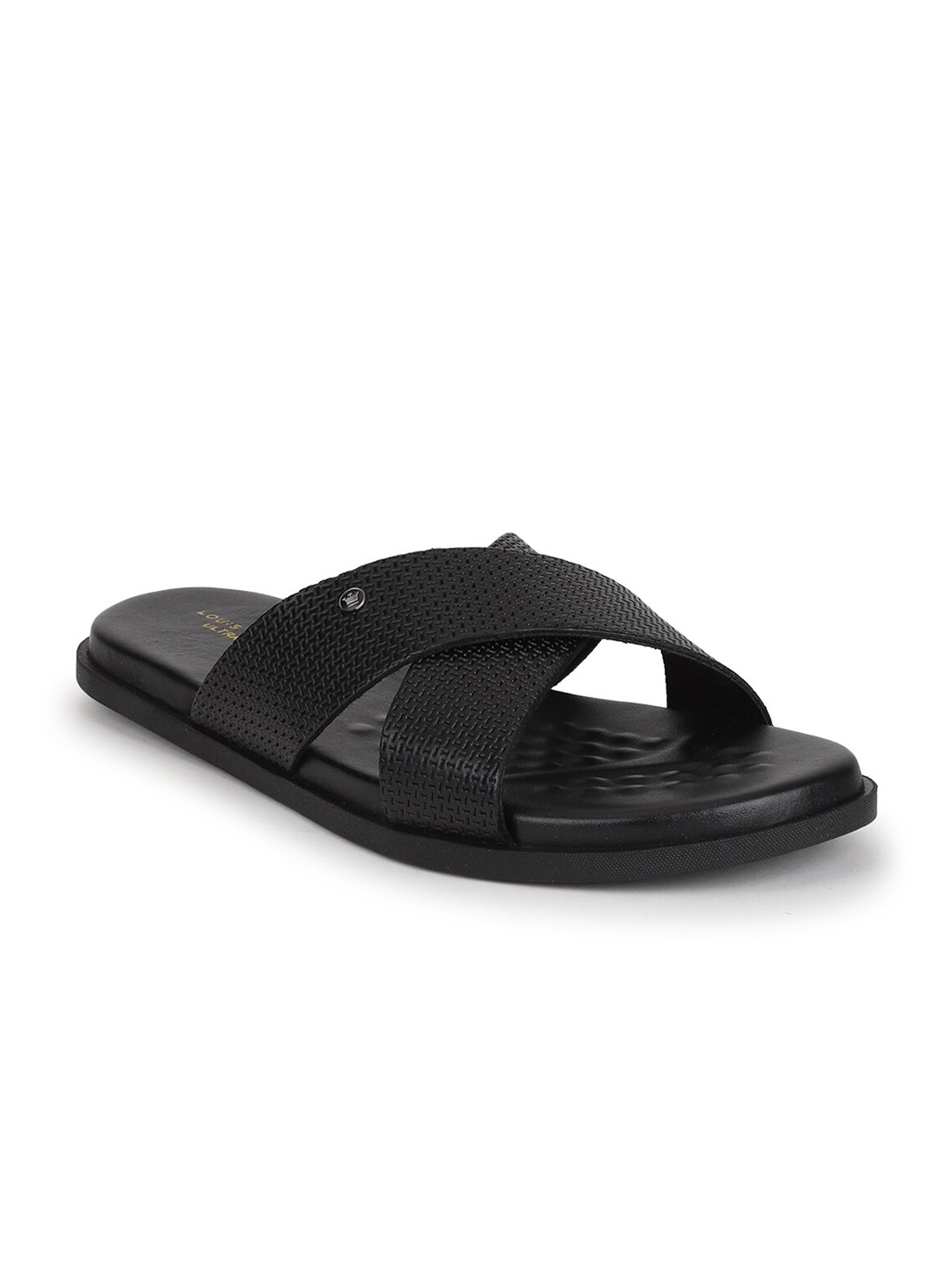 

Louis Philippe Men Black Leather Comfort Sandals