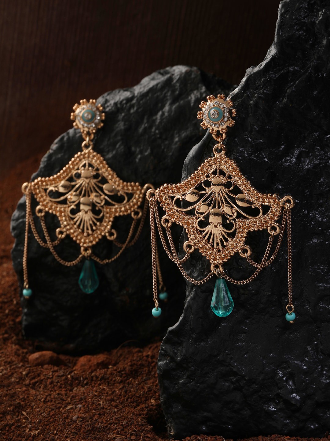 

Accessorize Gold-Plated & Turquoise Blue Classic Drop Earrings