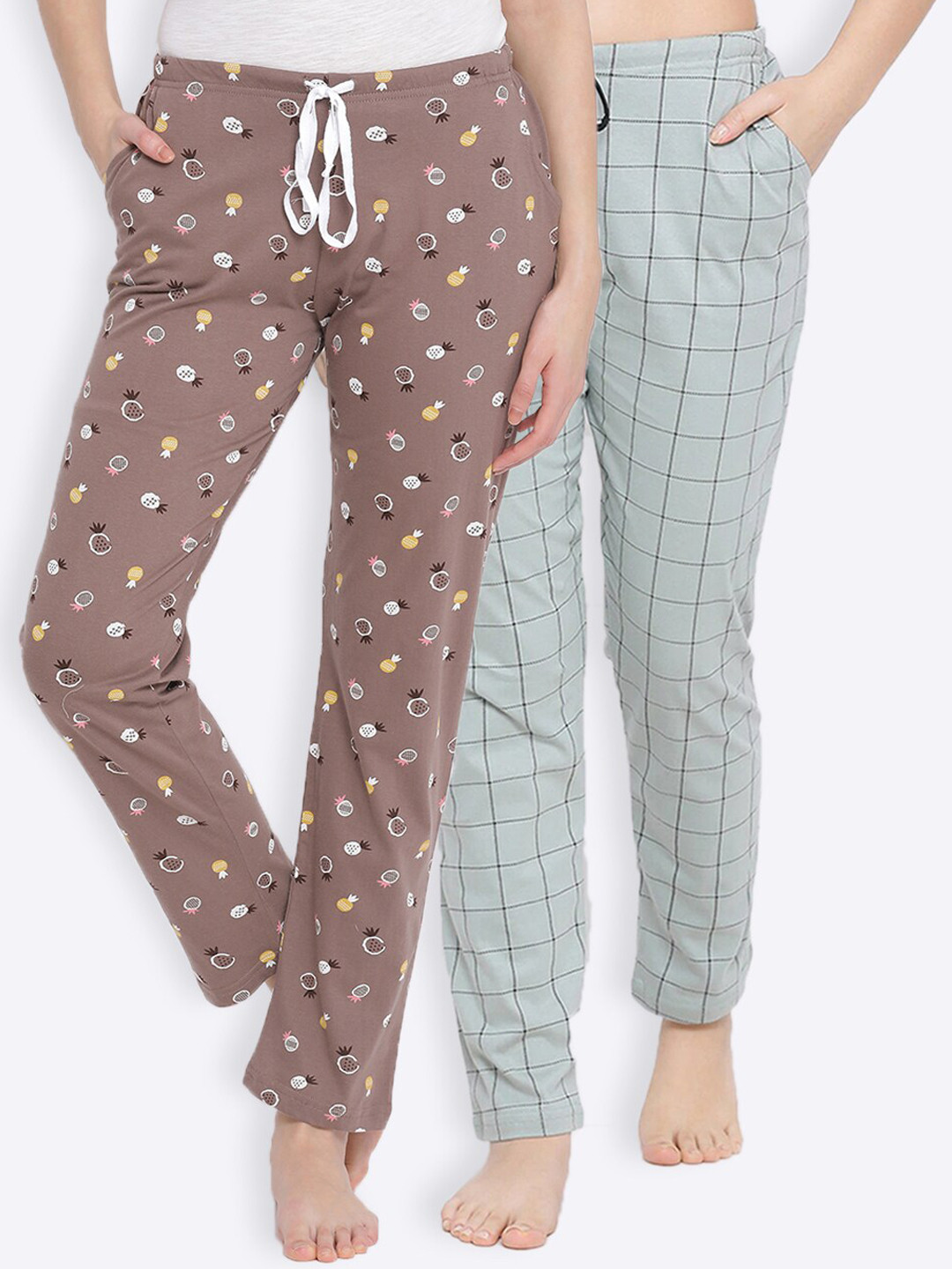 

Kanvin Women Pack of 2 Pure Cotton Lounge Pants, Brown