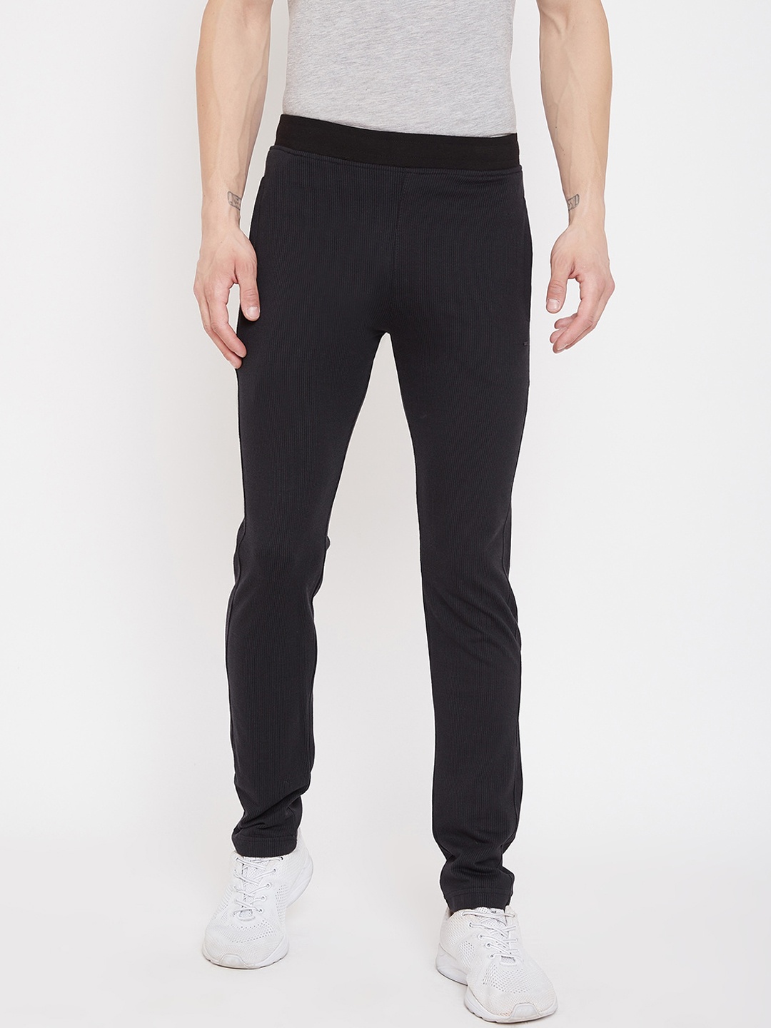 

Okane Men Black Ribbed Track Pants