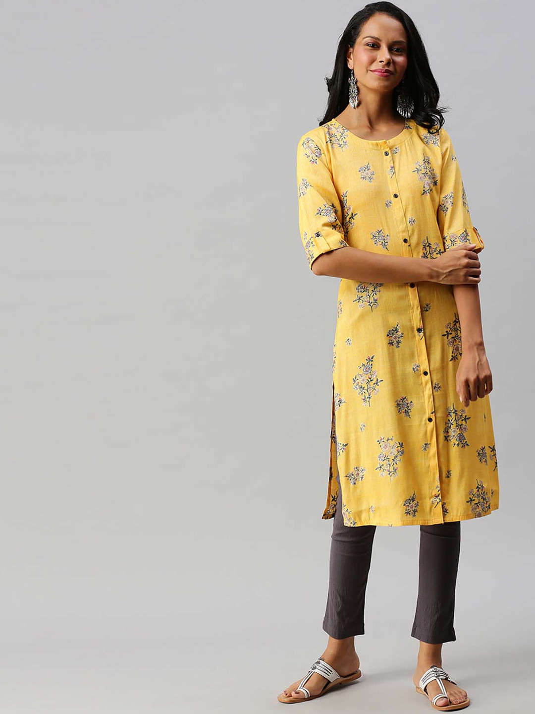 

Soch Women Yellow Floral Printed Kurta