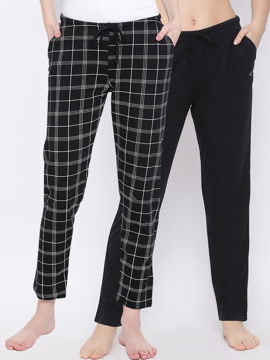 

Kanvin Women Pack of 2 Pure Cotton Lounge Pants, Black