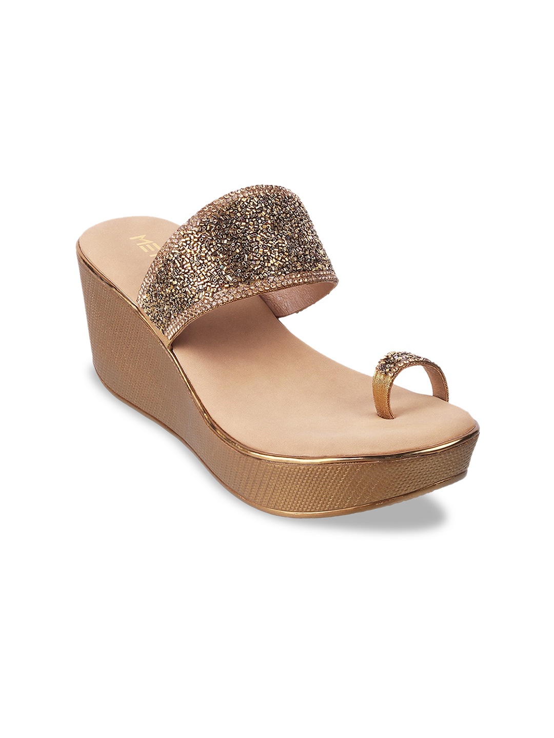 

Metro Women Bronze-Toned Embellished Sandals