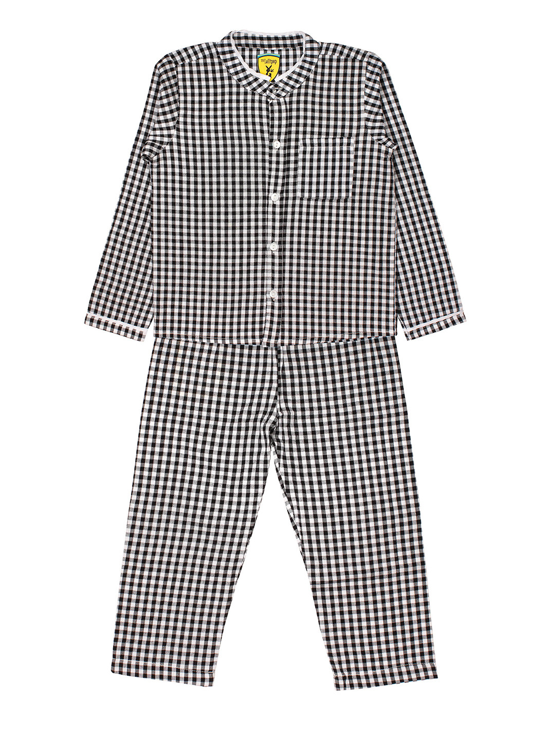 

Lil Lollipop Kids Black & White Checked Cotton Night Suit