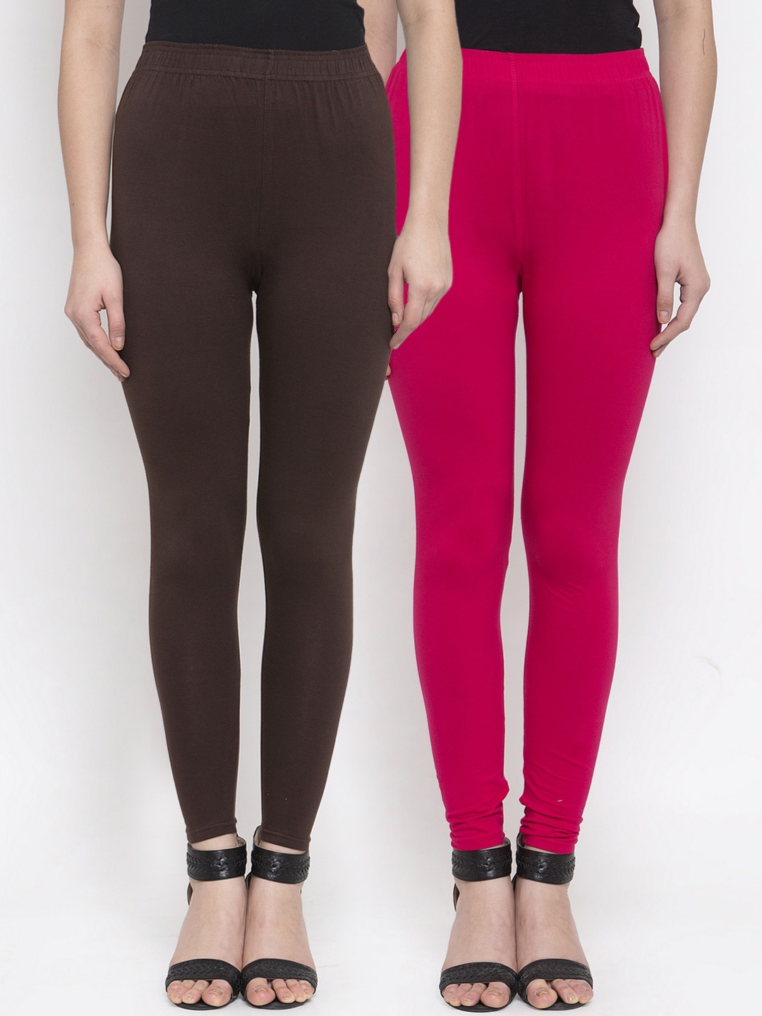 

TAG 7 Women Pack of 2 Solid Ankle-Length Leggings, Coffee brown
