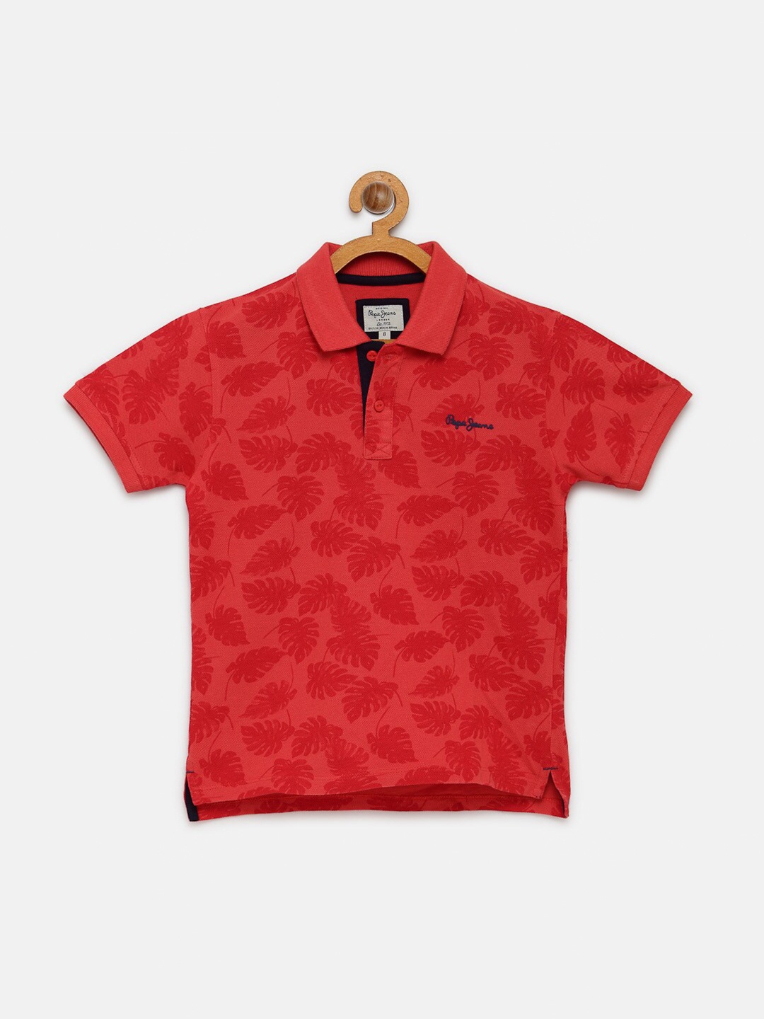 

Pepe Jeans Boys Coral Printed Polo Collar Pure Cotton T-shirt