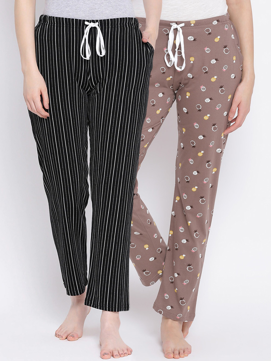

Kanvin Women Pack of 2 Pure Cotton Lounge Pants, Brown