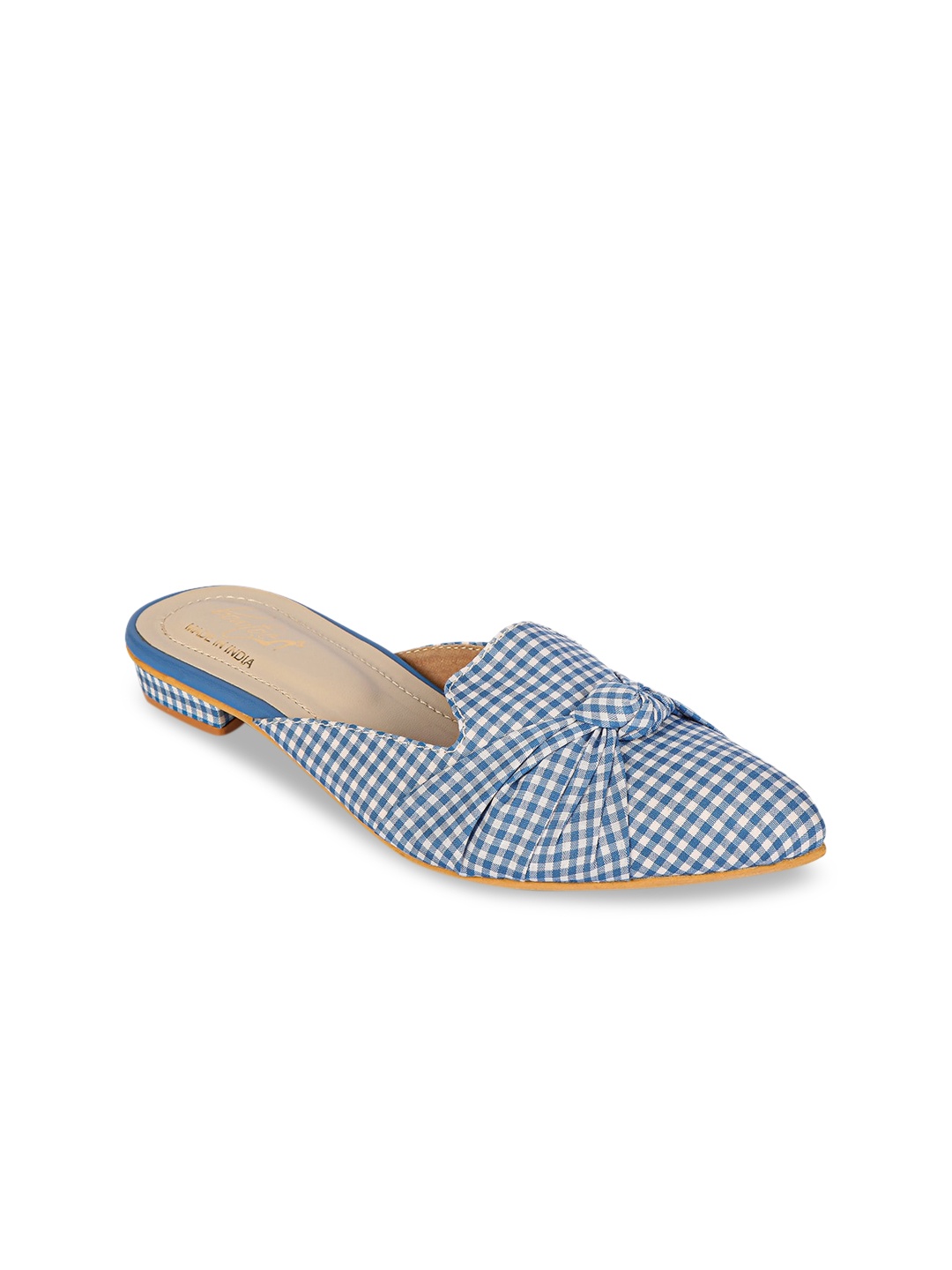 

Bowtoes Women Blue & White Checked Mules