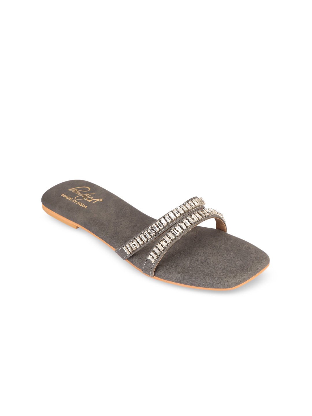 

Bowtoes Women Grey Embellished Open Toe Flats