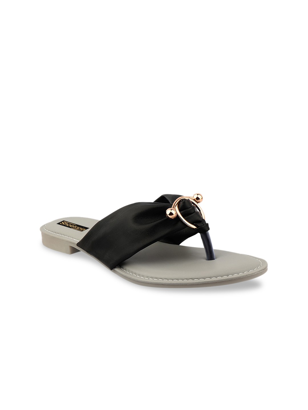 

Shoetopia Women Black Flats T-Strap Flats