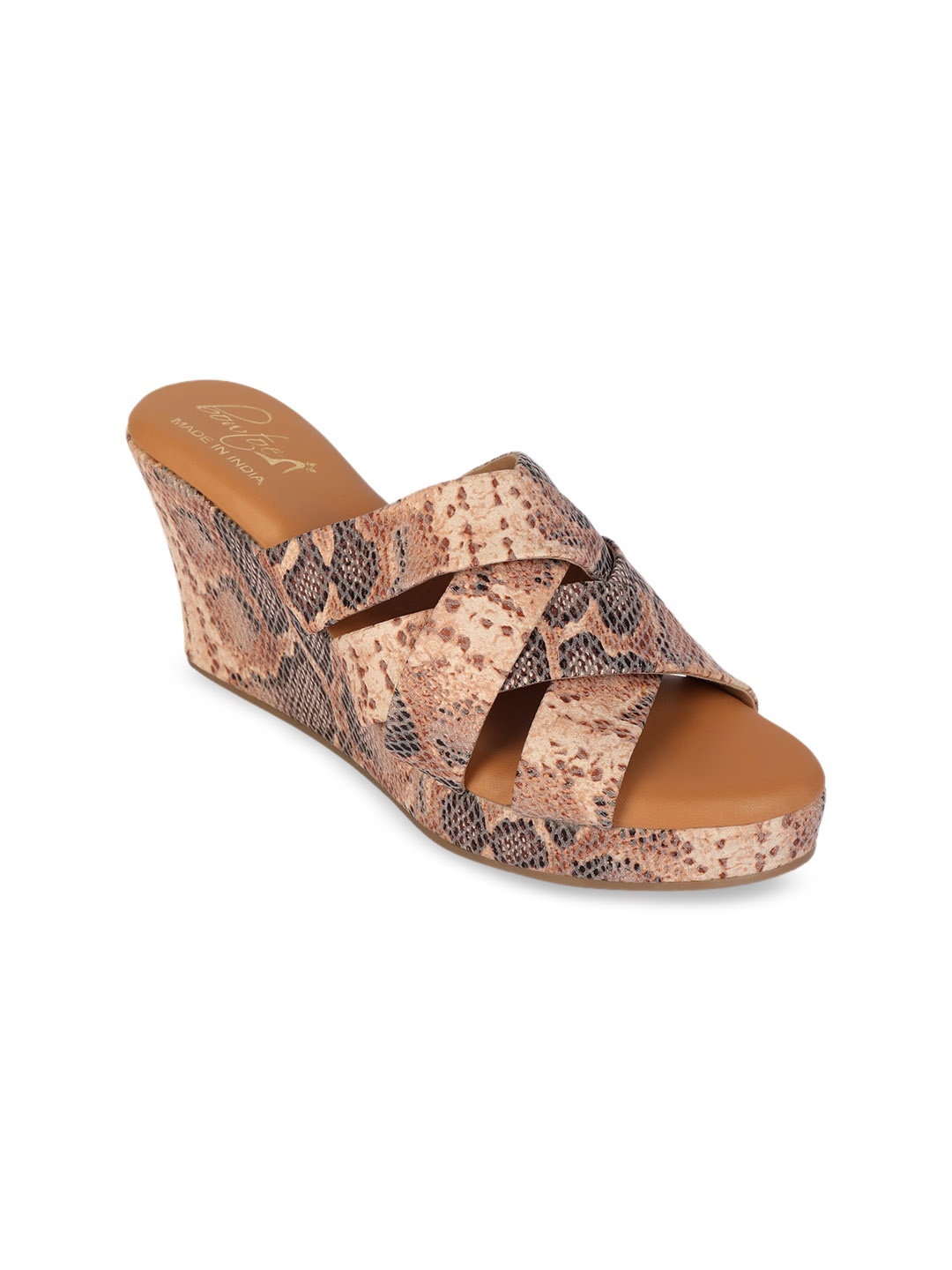 

Bowtoes Women Brown Snakeskin Print Sandals