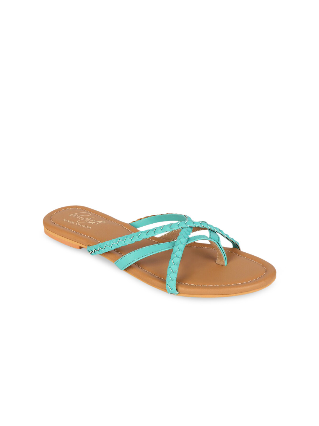 

Bowtoes Women Turquoise Blue Open Toe Flats