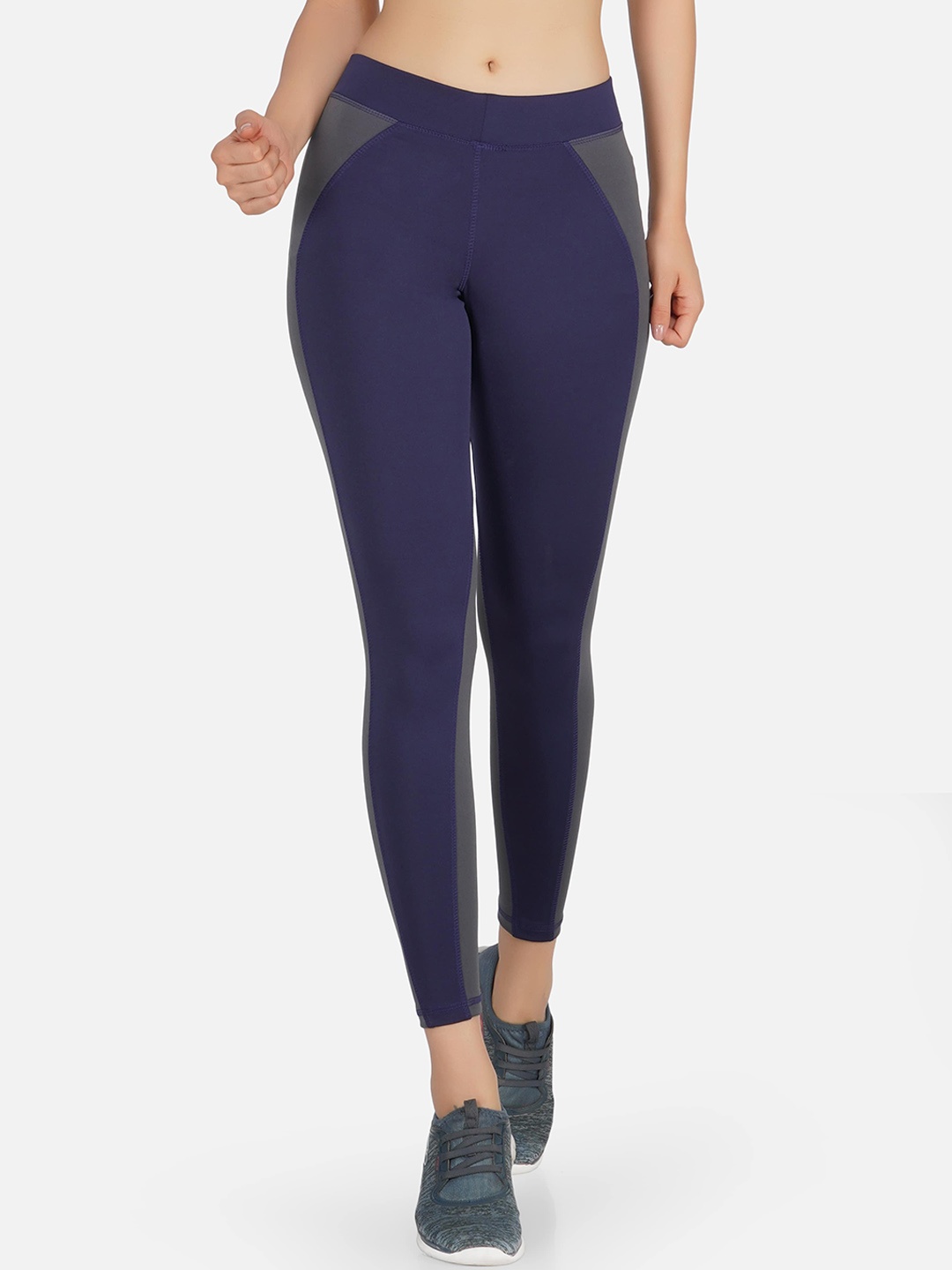 

NEU LOOK FASHION Women Navy Blue & Grey Colourblocked Tights