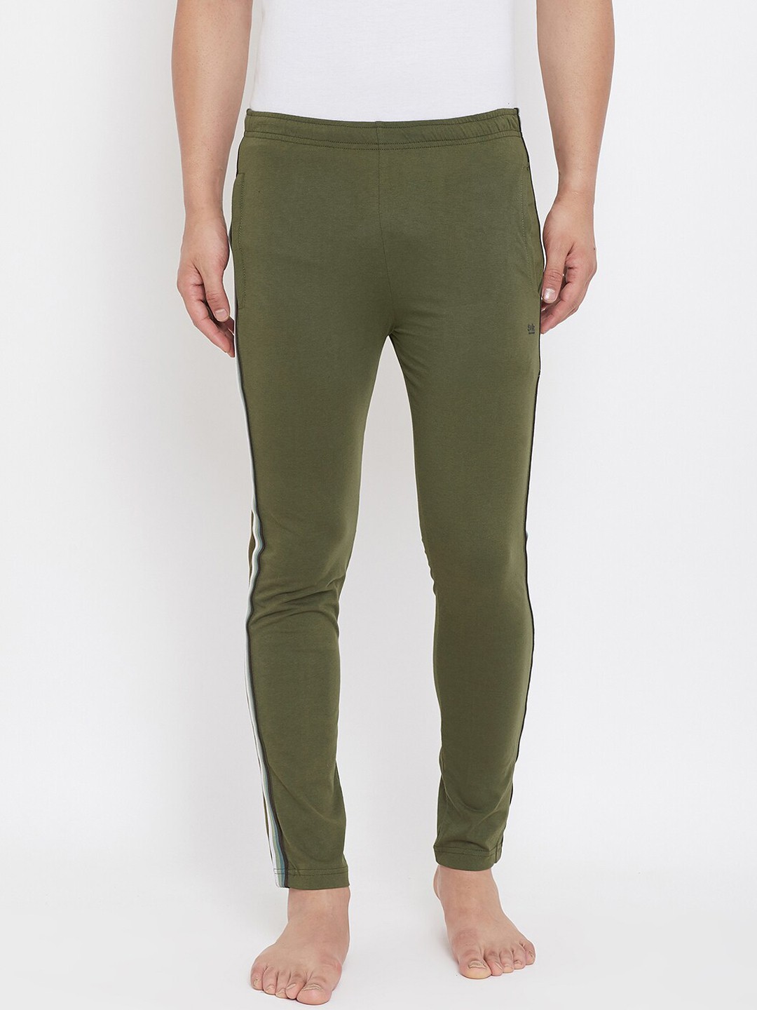 

Okane Men Olive Green Solid Lounge Pants