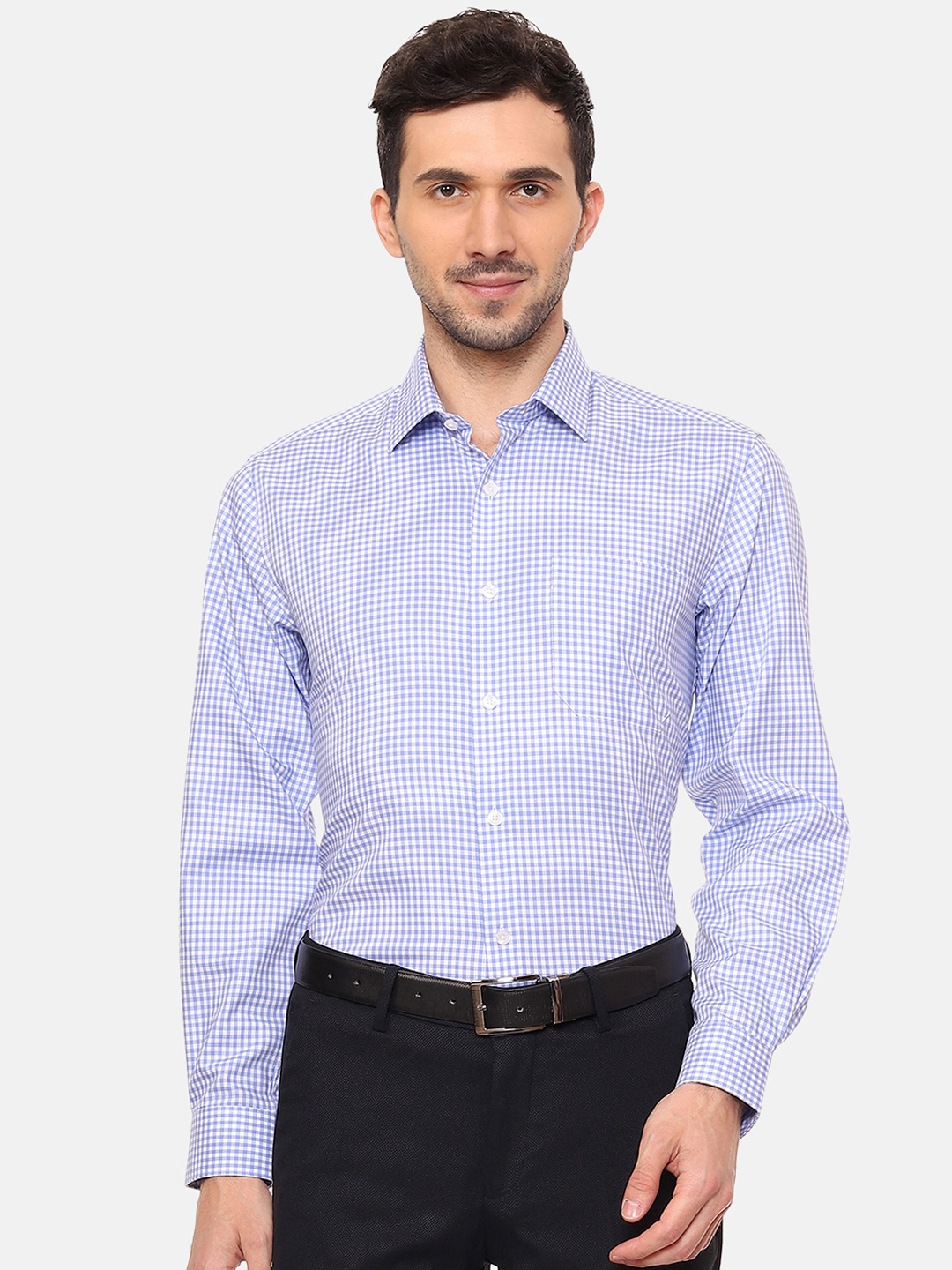 

Louis Philippe Permapress Men Blue Slim Fit Checked Casual Shirt