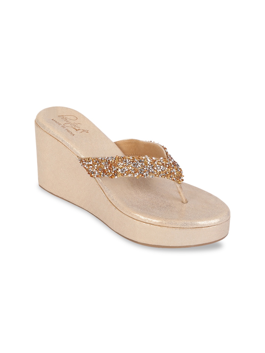 Bowtoes Women Gold-Toned Embellished Sandals