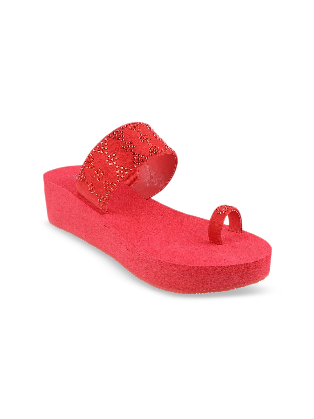 

Metro Women Red Embellished One-Toe Sandals