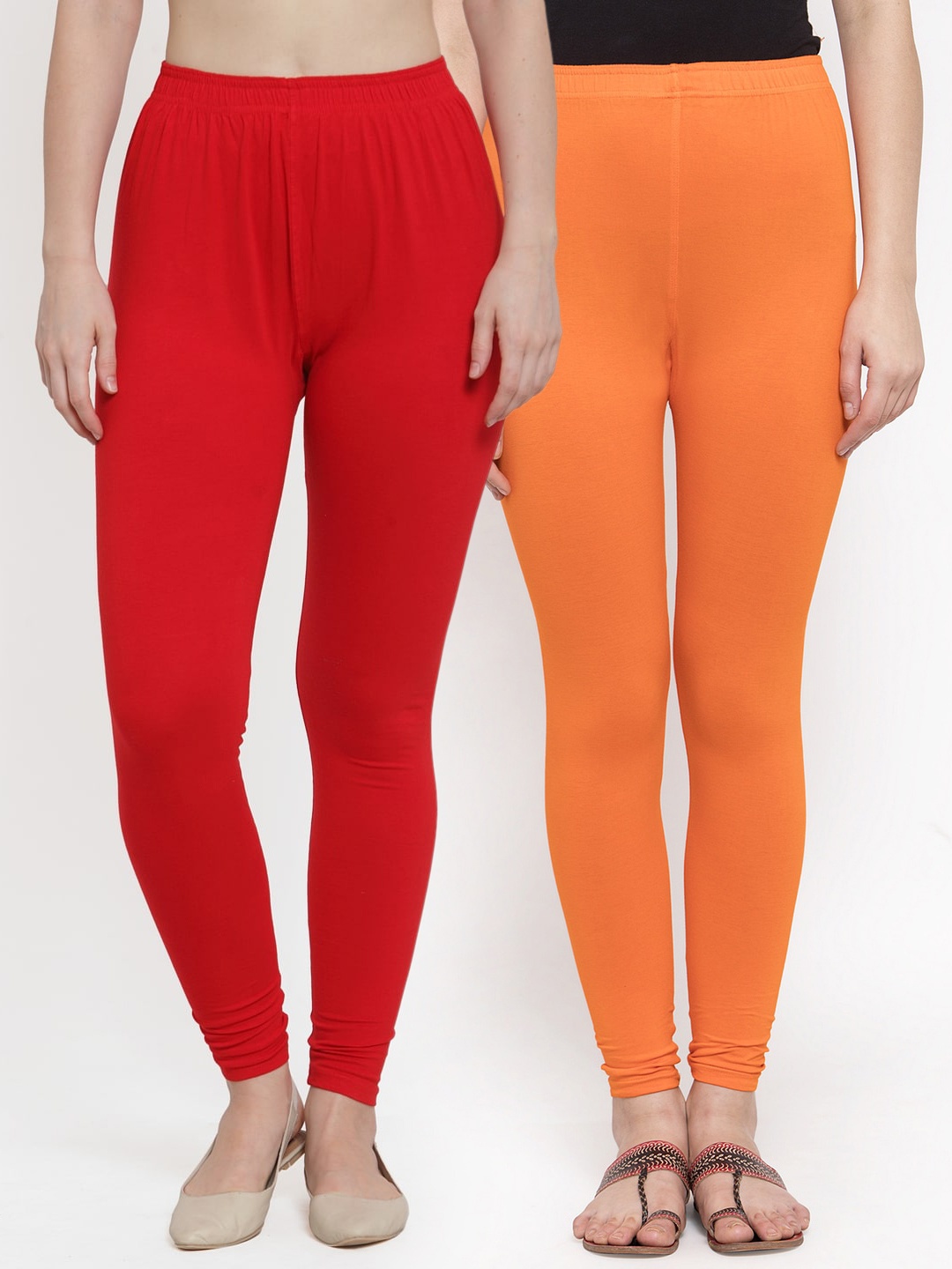 

TAG 7 Women Pack of 2 Solid Ankle-Length Leggings, Red