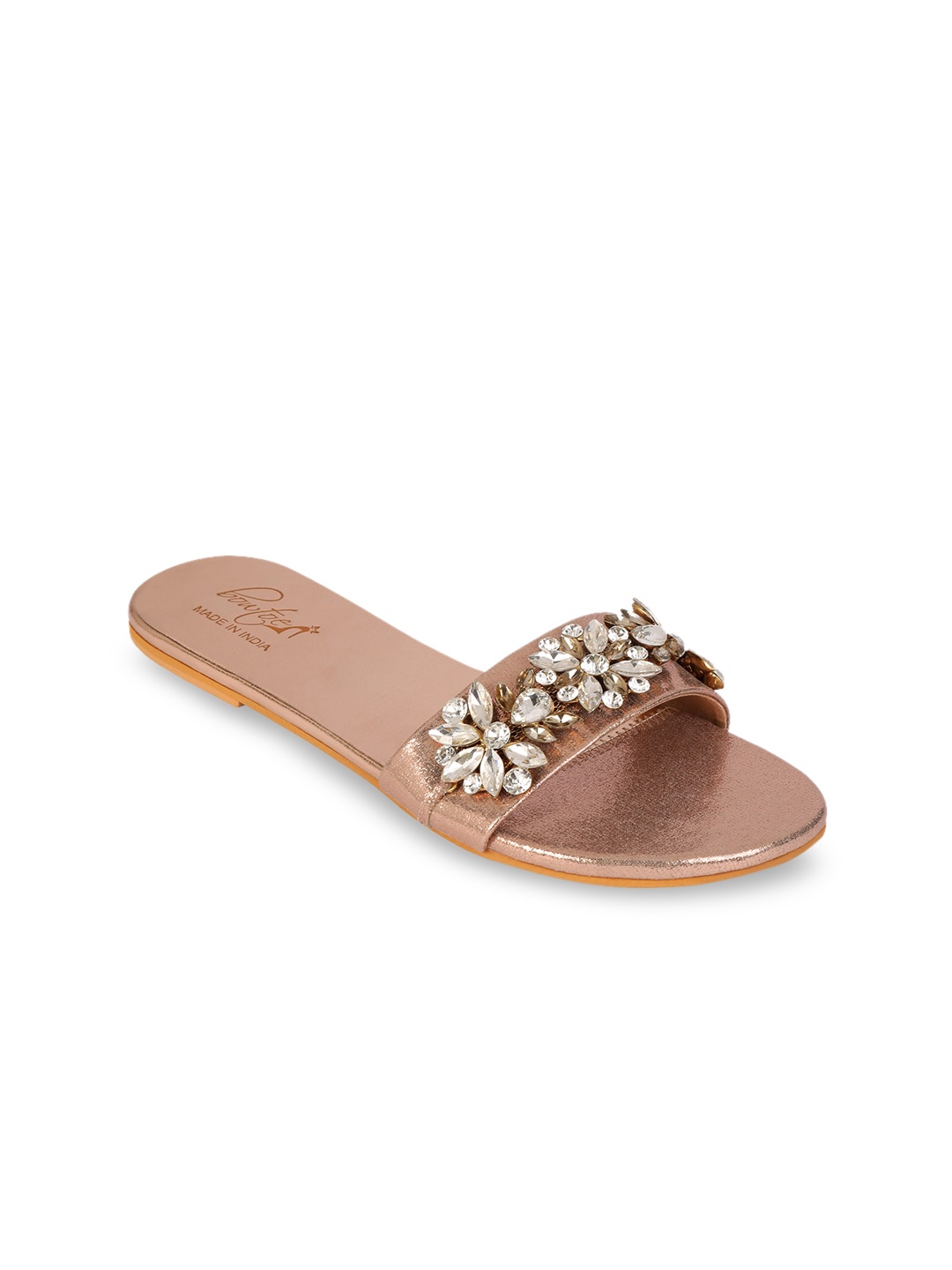 

Bowtoes Women Rose Gold Embellished Open Toe Flats