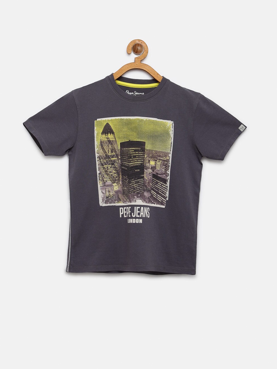 

Pepe Jeans Boys Grey Printed Round Neck Pure Cotton T-shirt