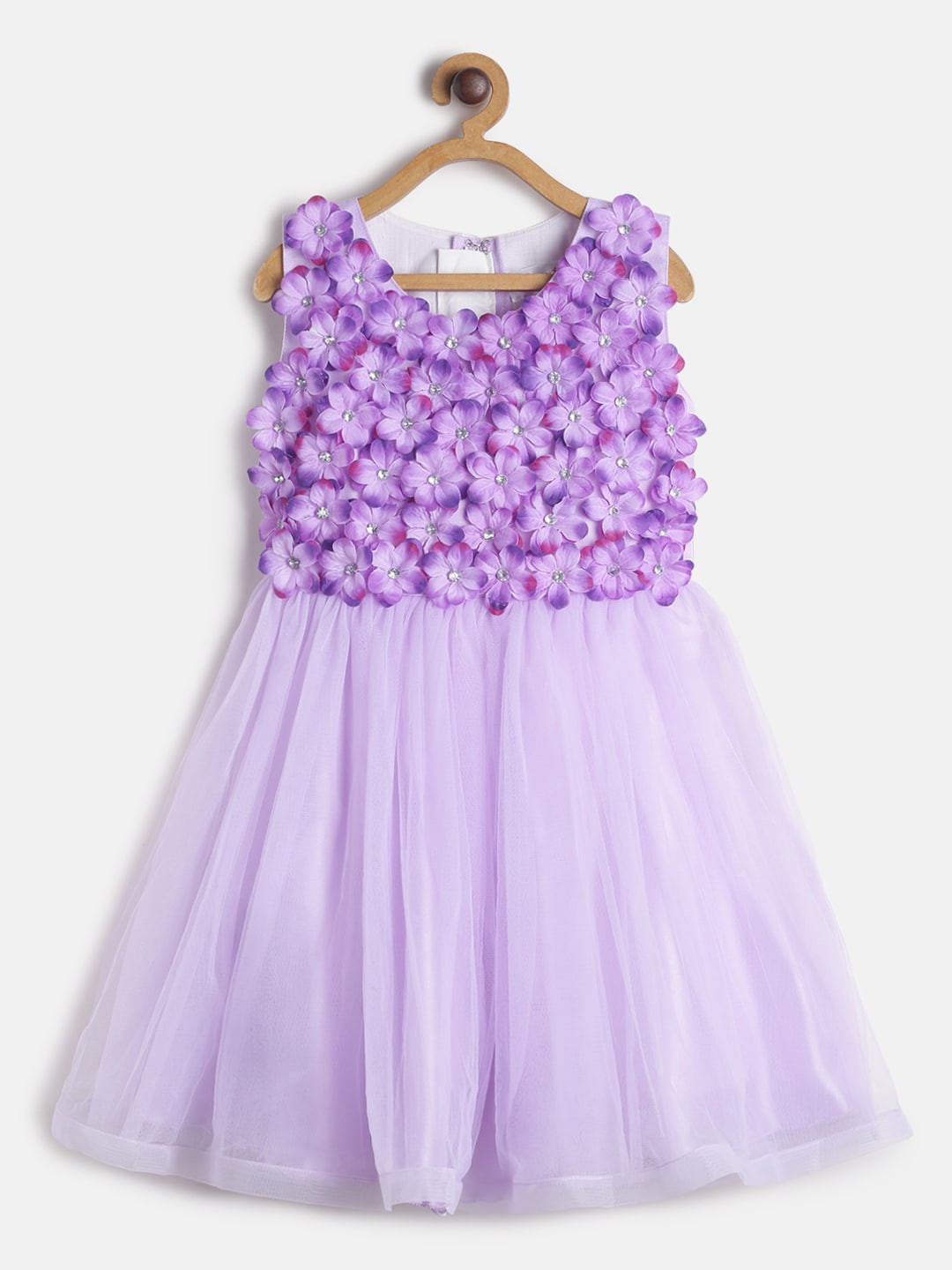

TALES & STORIES Purple Floral Applique Dress