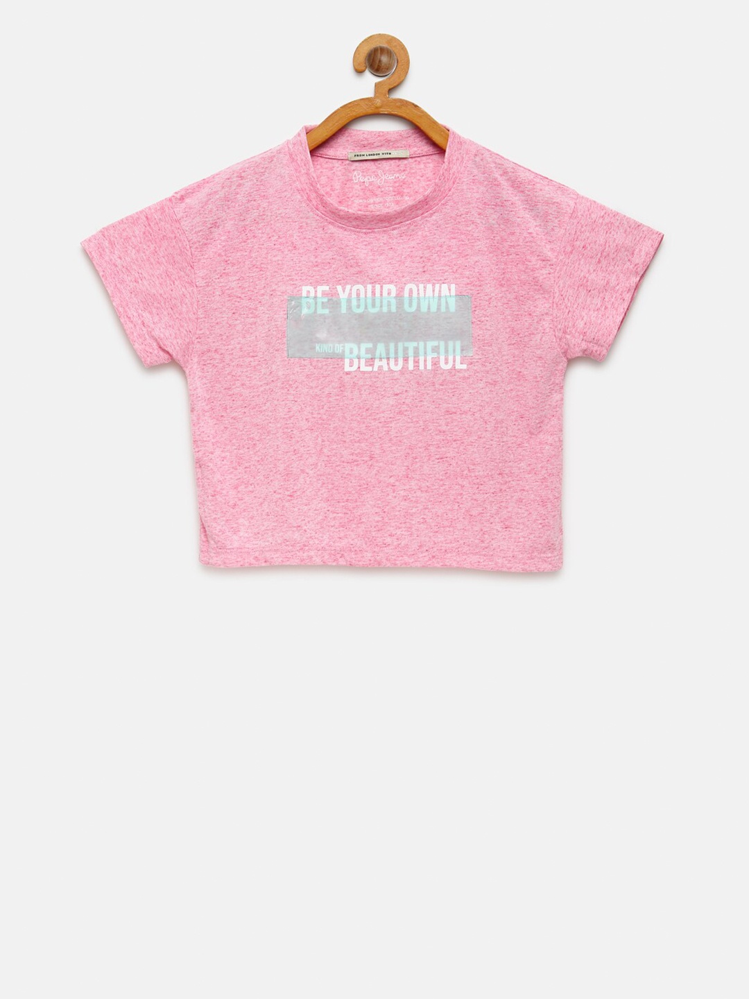 Pepe Jeans Girls Pink Printed Round Neck Pure Cotton T-shirt