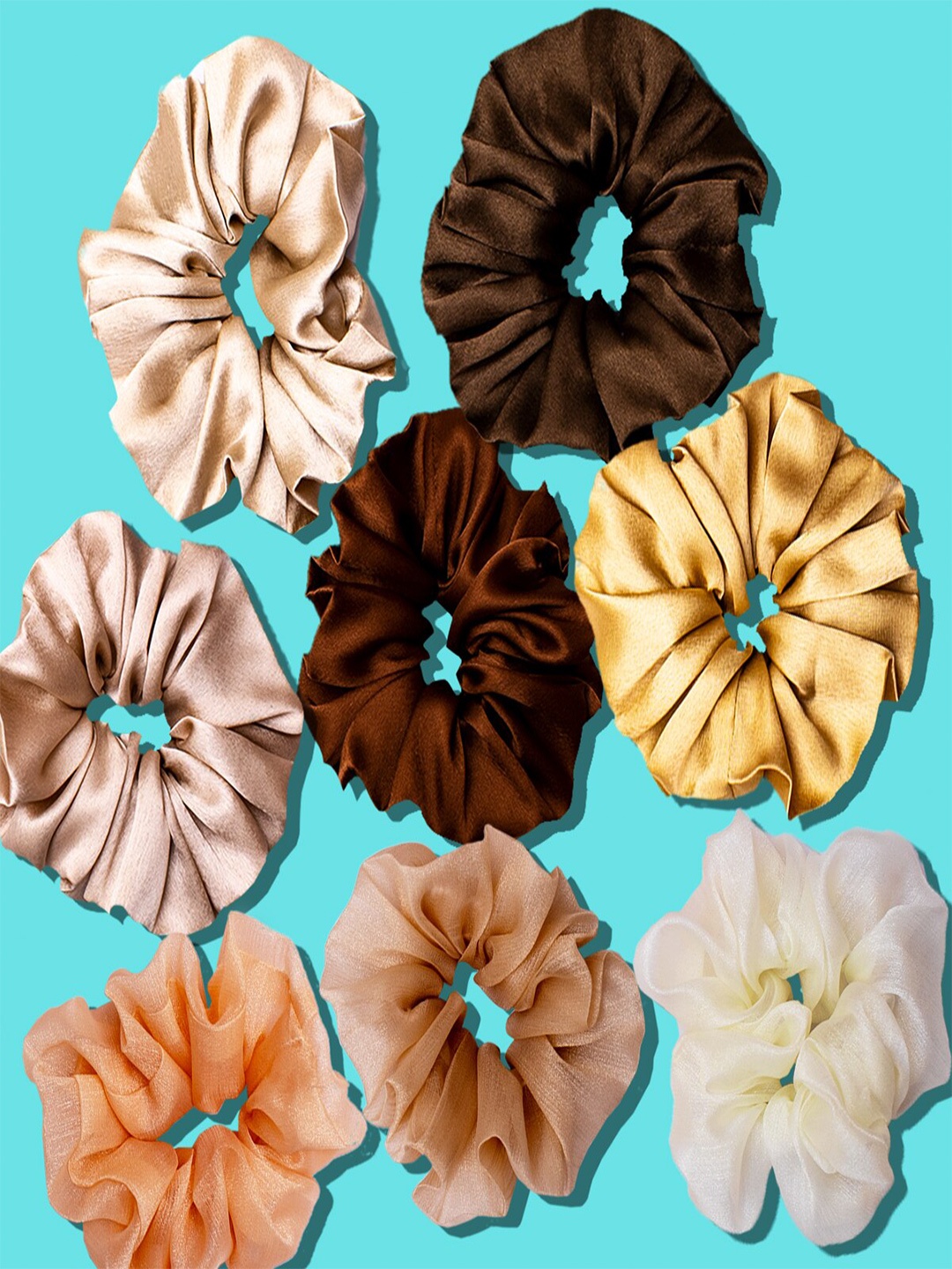 

HAIR DRAMA CO. Fall Set Of 8 Scrunchies, Brown