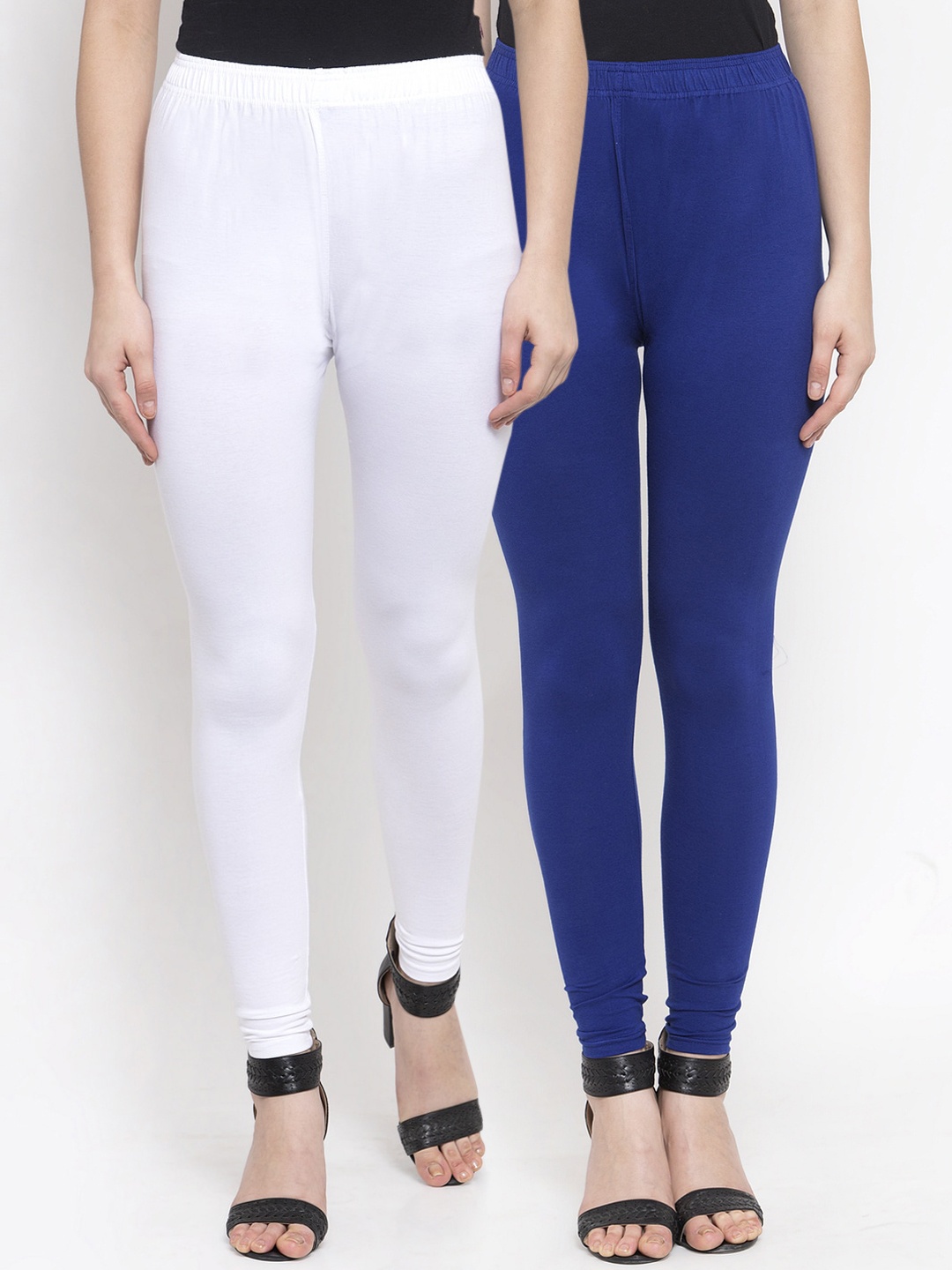 

TAG 7 Women Pack of 2 Solid Ankle-Length Leggings, White
