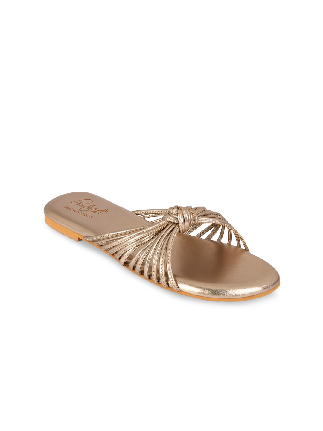 

Bowtoes Women Gold-Toned Open Toe Flats