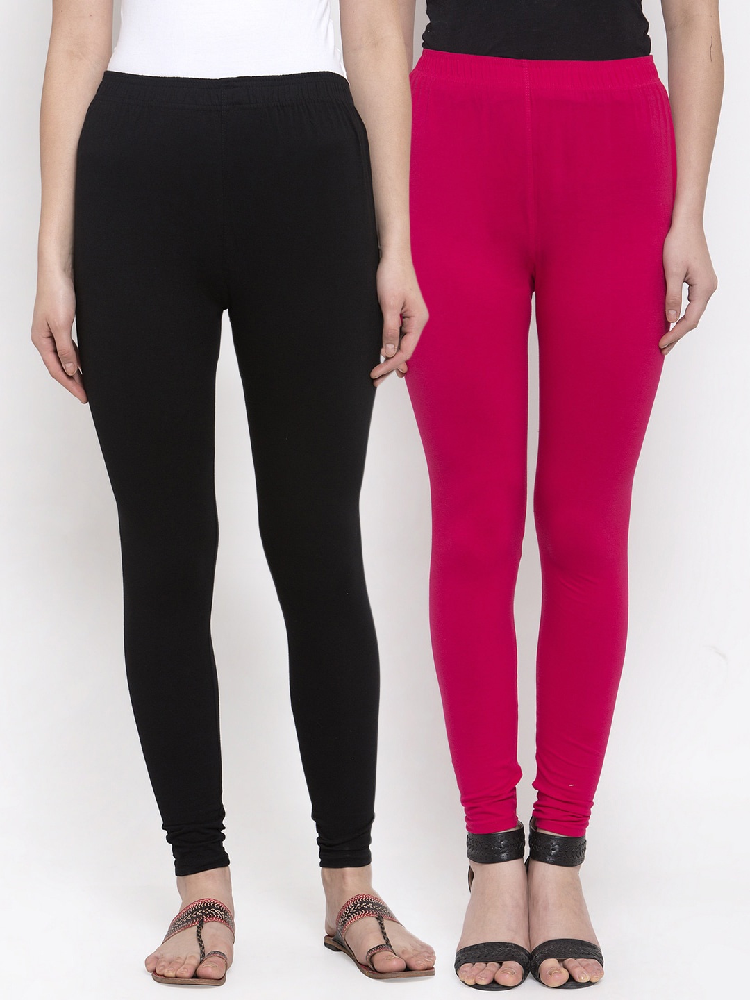 

TAG 7 Women Pack of 2 Solid Ankle-Length Leggings, Black