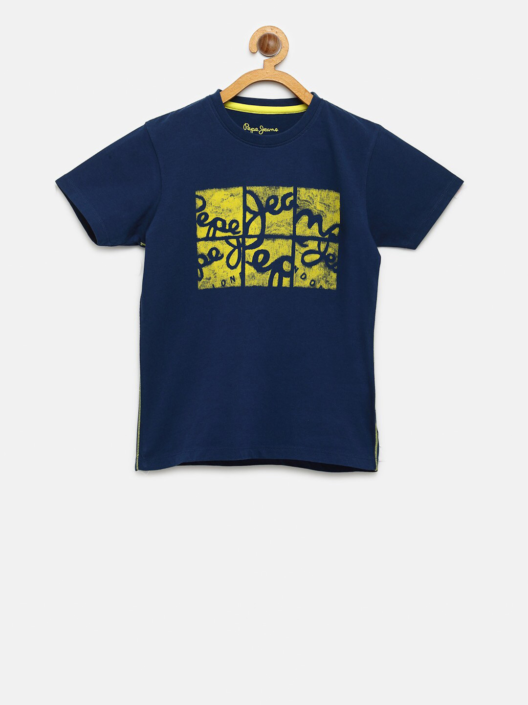 

Pepe Jeans Boys Navy Blue Printed Round Neck Pure Cotton T-shirt