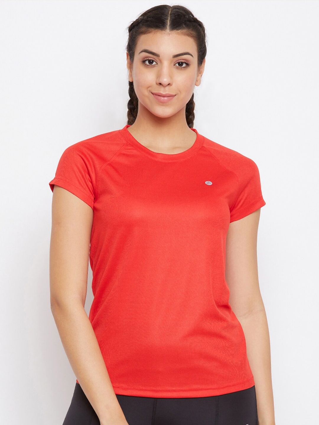 

ATHLISIS Women Red Solid Round Neck T-shirt