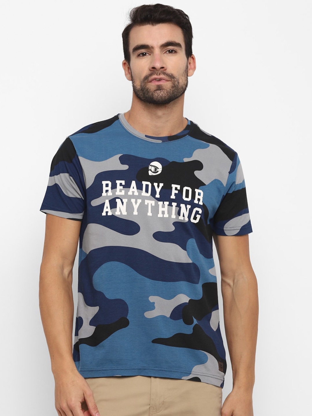 

Royal Enfield Men Blue & Grey Printed Round Neck T-shirt