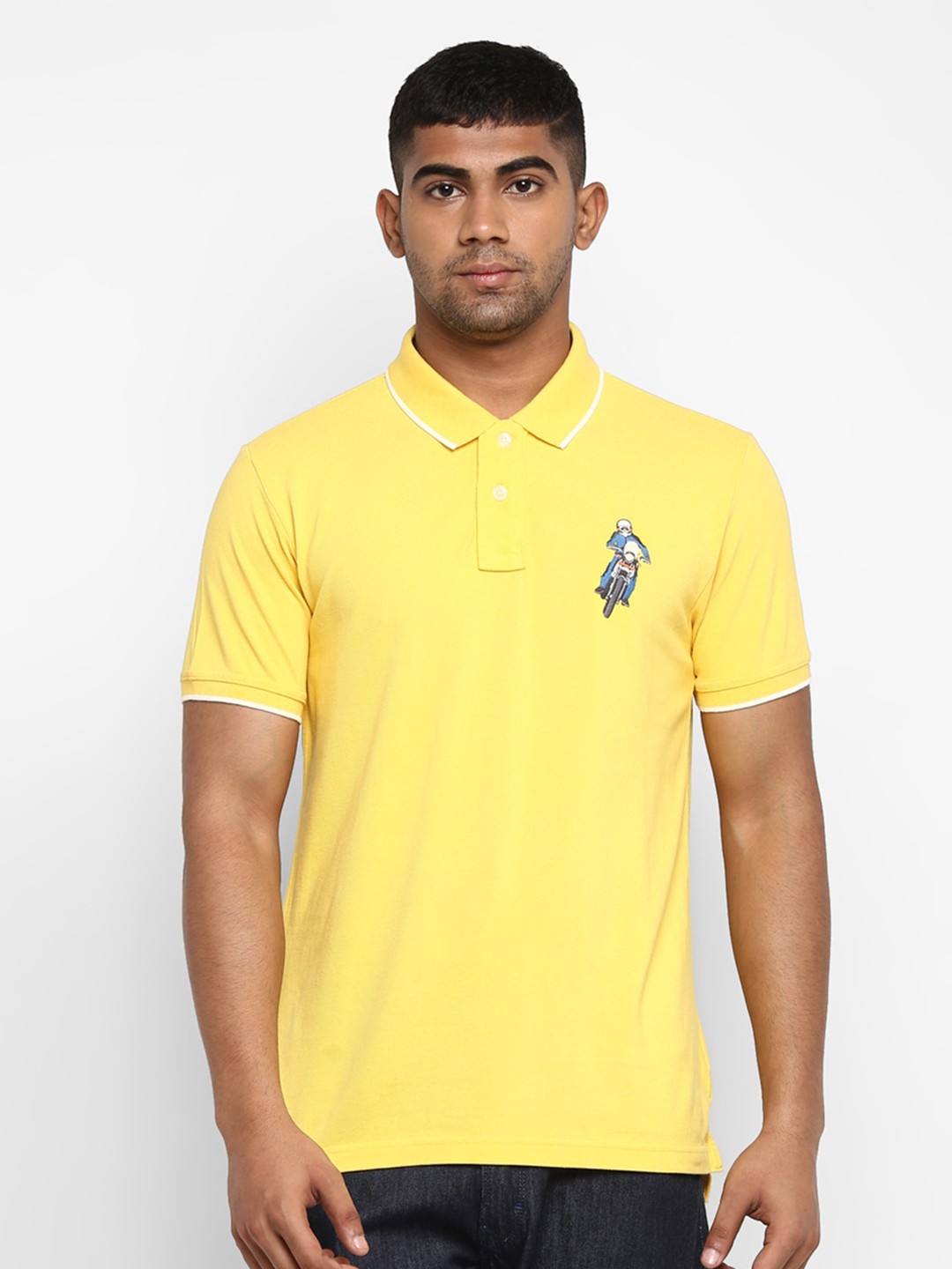 

Royal Enfield Men Yellow Solid Polo Collar T-shirt with Embroidery