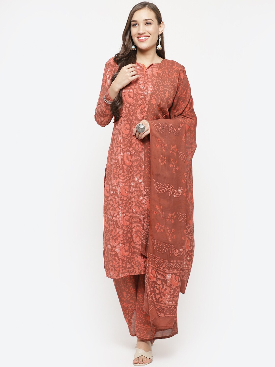 

Biba Brown Cotton Blend Unstitched Dress Material