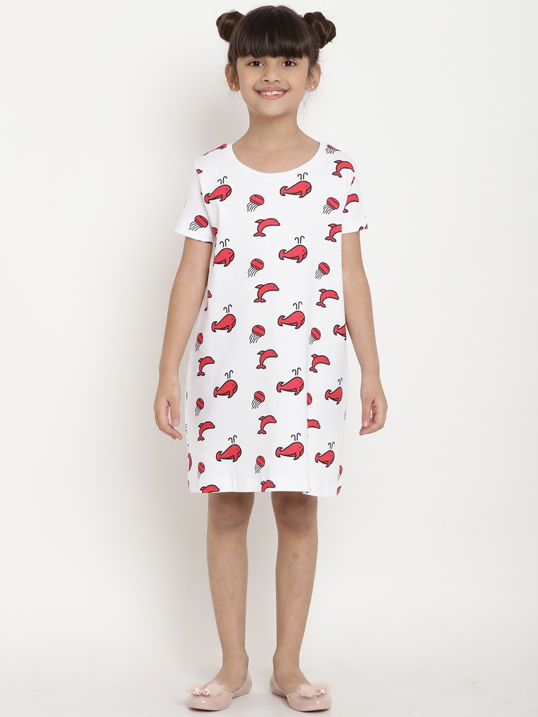 

berrytree Girls White & Red Printed Organic Cotton Sustainable Nightdress