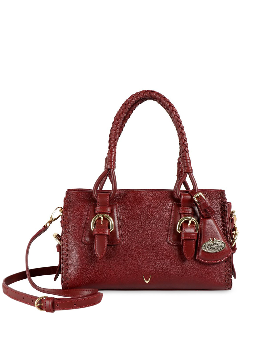 

Hidesign Maroon Solid Leather Handheld Bag