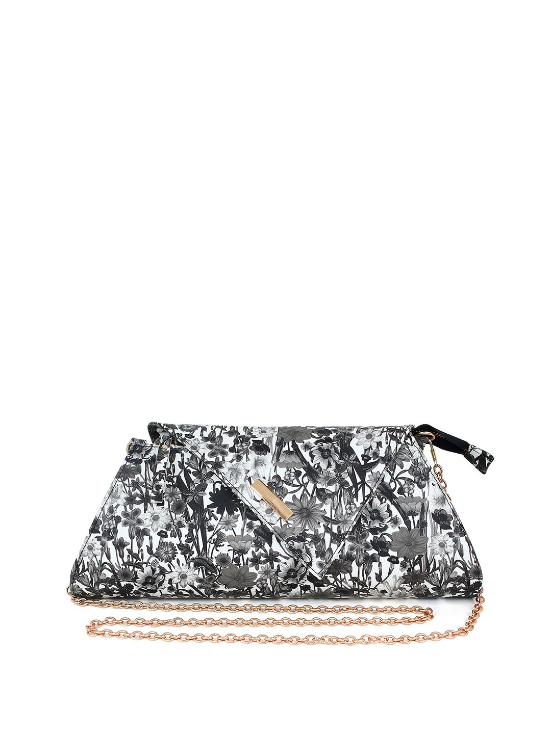 

Spice Art Black & White Floral Printed Envelope Clutch