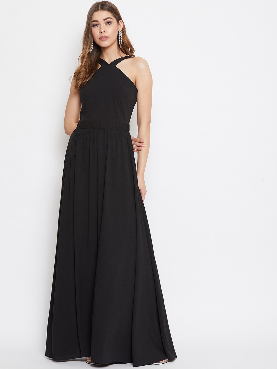 

Berrylush Black Crepe Maxi Dress