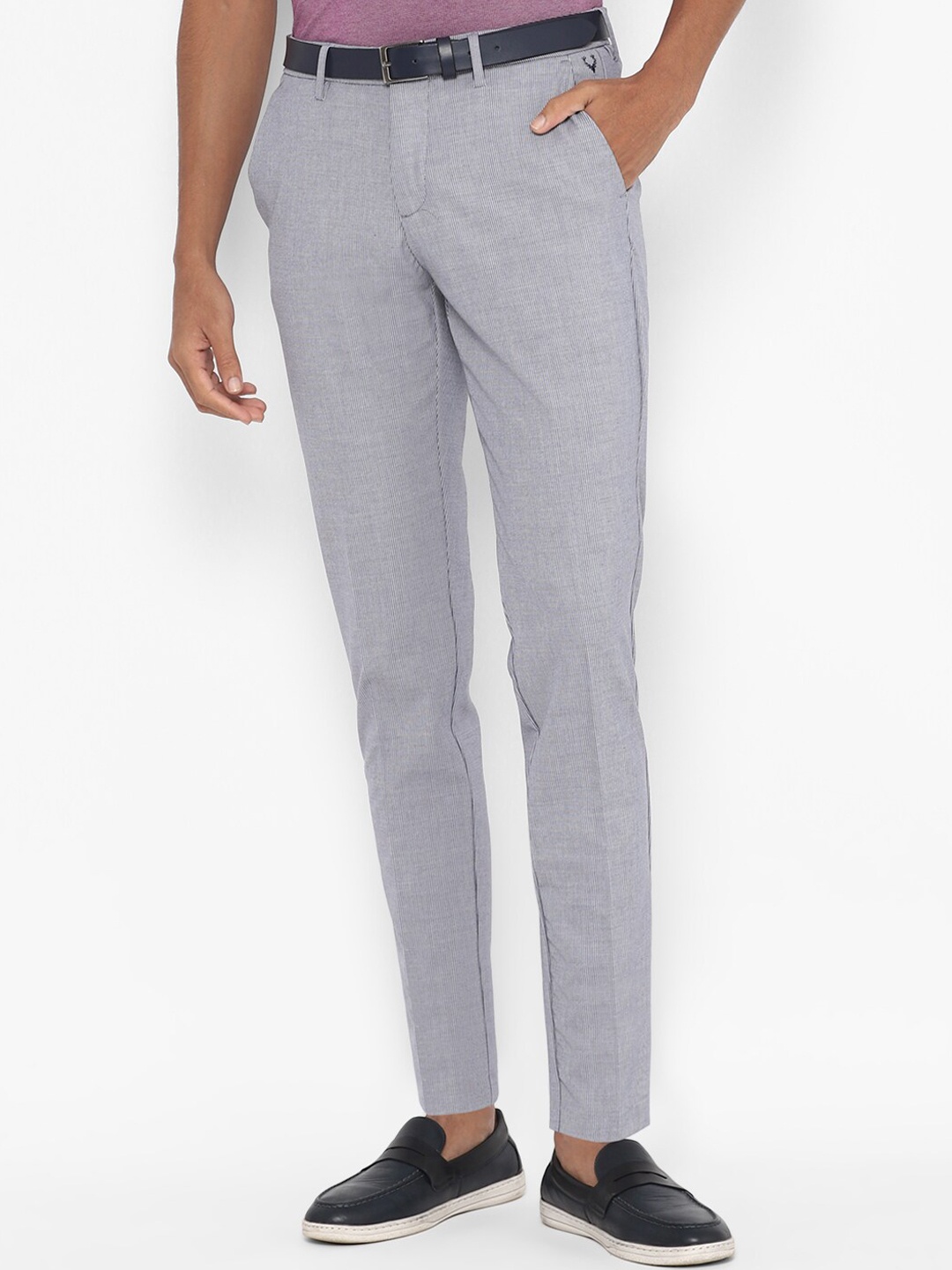 

Allen Solly Men Grey Slim Fit Solid Regular Trousers