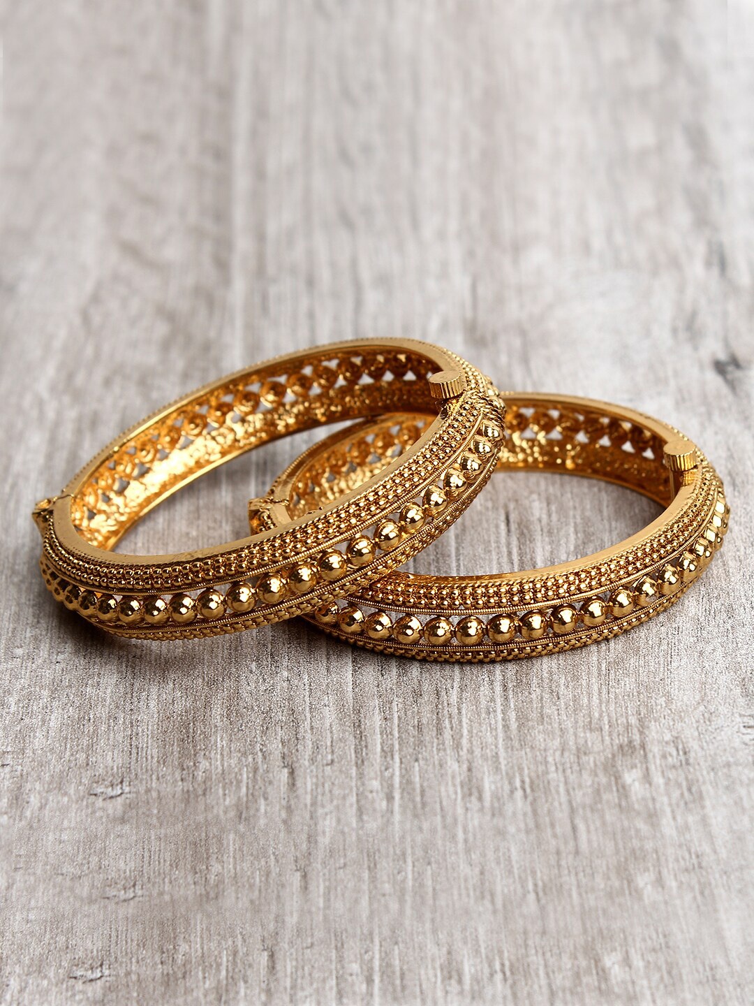 

Adwitiya Collection Set of 2 Gold-Plated Embellished Handcrafted Bangles