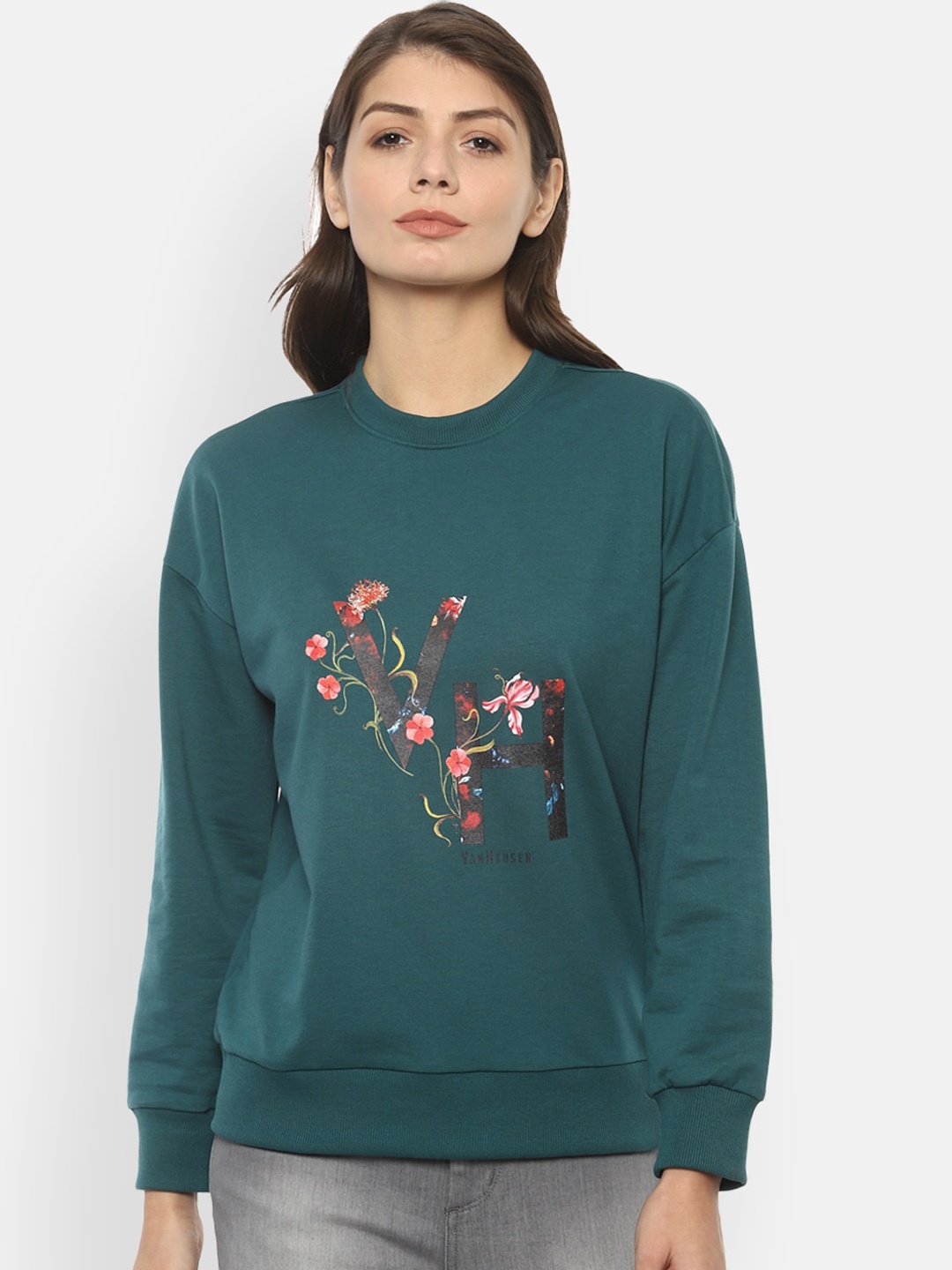 

Van Heusen Woman Women Green Printed Sweatshirt