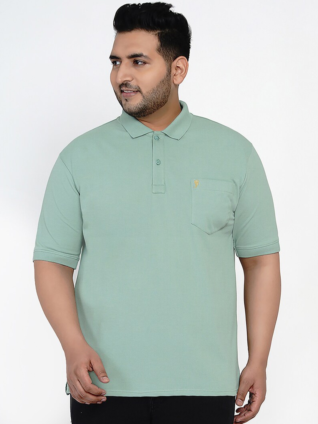 

John Pride Men Mint Green Solid Polo Collar T-shirt