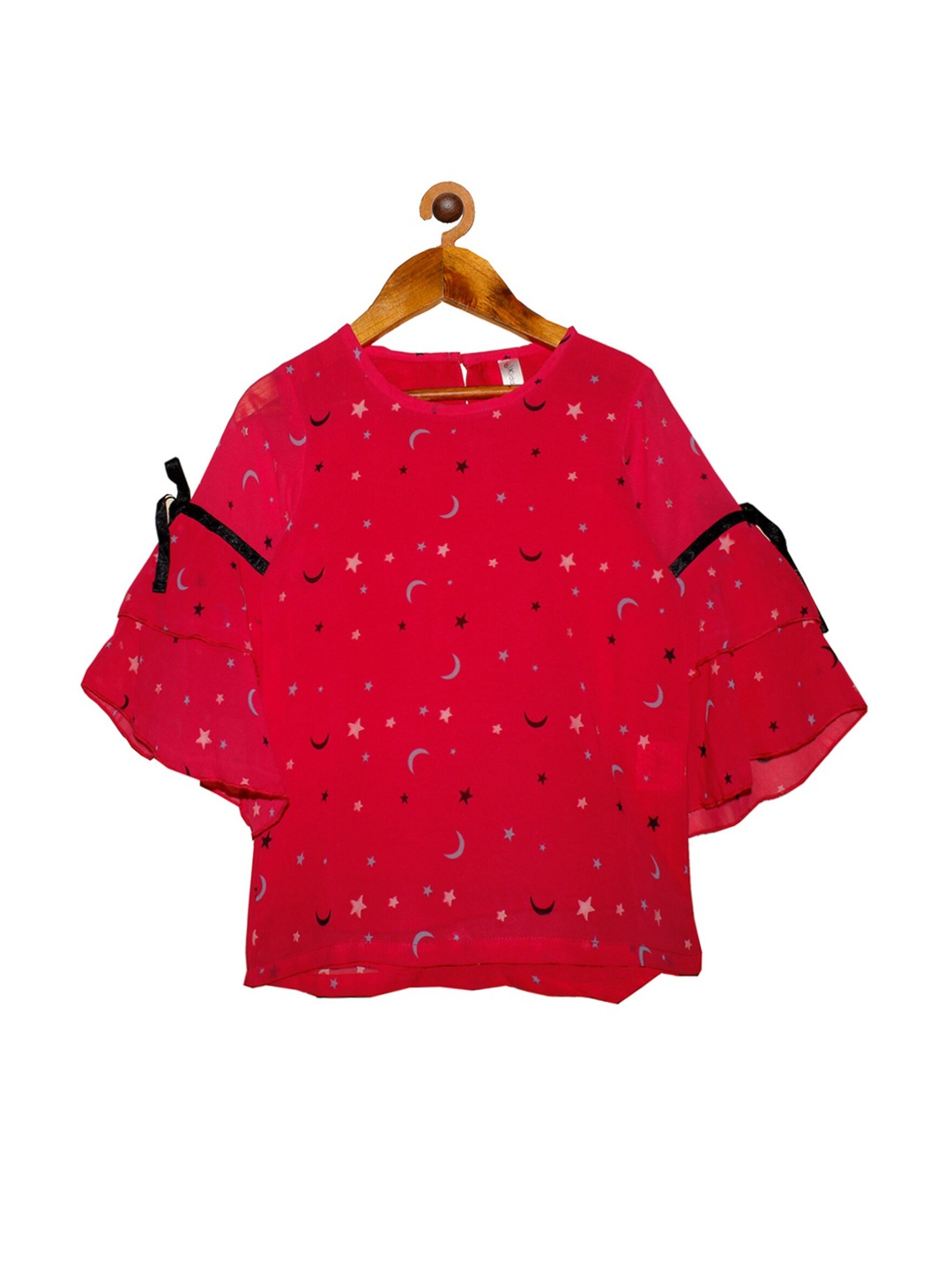 

KiddoPanti Pink Geometric Georgette Regular Top