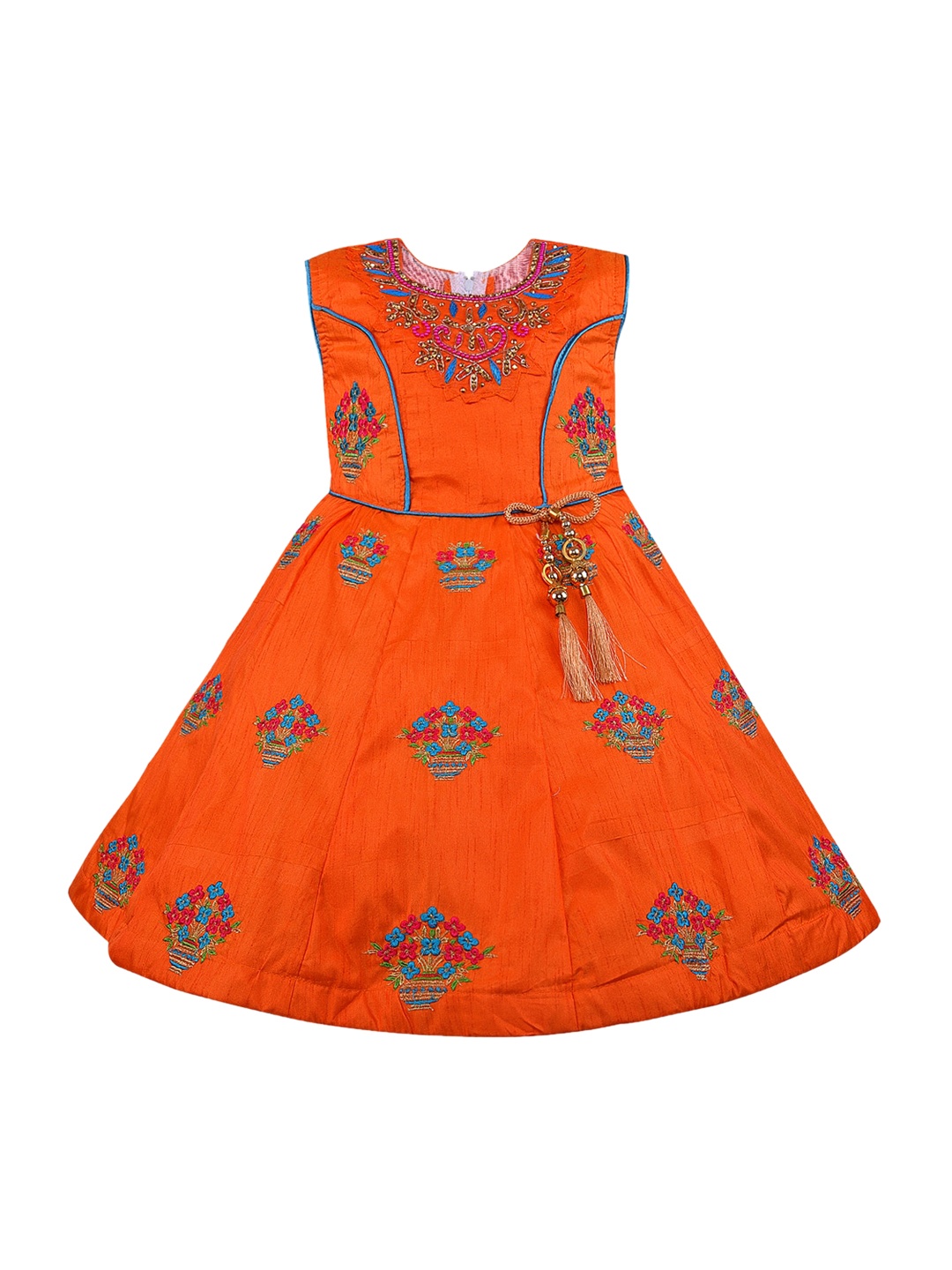 

Wish Karo Orange Jacquard Maxi Dress