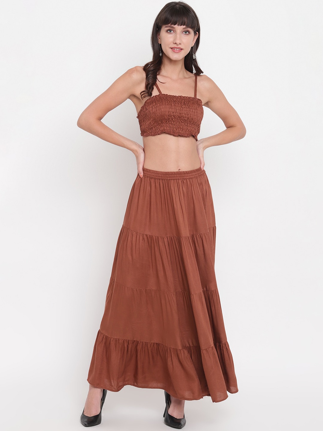 

Aawari Brown Smocked Two-Piece Co-ordinate Set