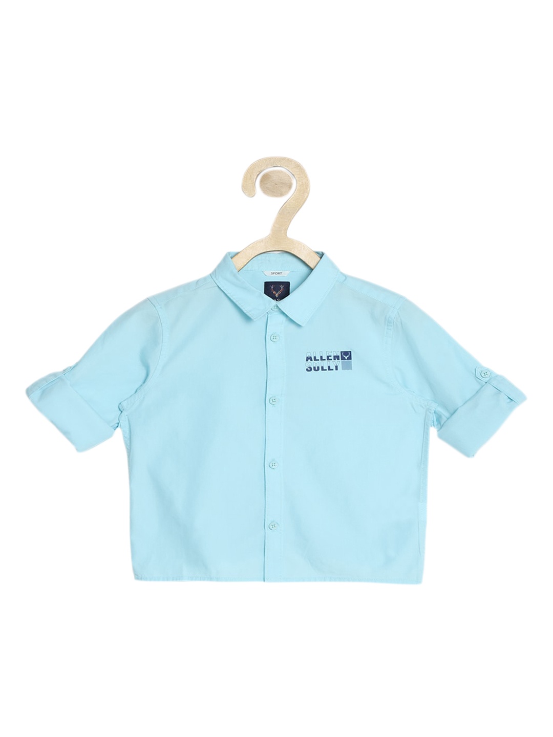 

Allen Solly Junior Boys Blue Pure Cotton Slim Fit Solid Casual Shirt